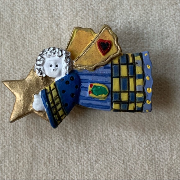 Vintage Figural Button Covers Lot of 6 Angels Celestial Themed Art To Wear Craft - Picture 5 of 11